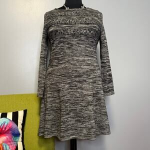 Calvin Klein Black White Cable Knit Long Sleeve Sweater Dress XL